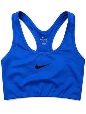 Nike Royal Blue Racerback Dri-FIT Sports Bra with Black Swoosh. Large